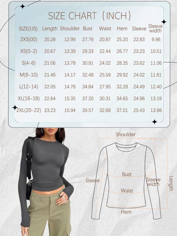 Trendy Queen Womens Long Sleeve Shirts Basic Crop Tops Tight Slim Fit Cute Teen Girls Fall Winter Y2k Clothes