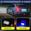 Augeny 4 PCS USB LED Car Interior Atmosphere Lamp, Plug-in USB Decor Night Light, Portable Auto Ambient Lighting Kit, Universal Vehicle Interior Accessories for Most Cars (Blue)