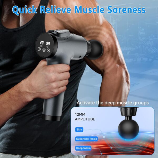 Massage Gun, Muscle Massage Gun for Athletes Handheld Electric Deep Tissue Back Massager, Percussion Massage Device for Pain Relief with 30 Speed Levels 9 Heads,Father's Day Gifts