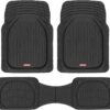 Motor Trend FlexTough Floor Mats for Cars, Deep Dish All-Weather Mats, Waterproof Trim-To Fit Automotive Floor Mats for Cars Trucks SUV, Universal Floor Liner Car Accessories, Black, Full Set