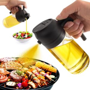 2 in 1 Glass Oil Sprayer & Dispenser, 470ml Glass Olive Oil Sprayer,Cooking Oil Sprayer,Salad,16oz Oil Sprayer for Oil Bottle - Kitchen Gadgets