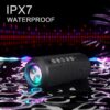 Ortizan Portable Bluetooth Speaker: IPX7 Waterproof, 24W Loud Sound, Deep Bass, Bluetooth 5.3, LED Lights, Wireless Stereo Pairing, 30H Playtime, for Home/Outdoor/Party/Beach, Birthday Gift (Black)