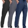 3 Pack Mens Athletic Sweatpants with Zipper Pockets,Workout Gym Joggers Pants for Men Running Jogging Pants