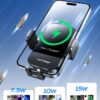 CHGeek Wireless Car Charger, 15W Fast Charging Auto Clamping Car Charger Phone Mount Phone Holder fit for iPhone 16 15 14 13 12 Pro Max 11 XR XS, Samsung Galaxy S24 Ultra S23 S22 S21, S20, S10+, Black