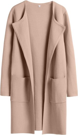 ANRABESS Women's Open Front Knit Lightweight Cardigan Casual Long Coatigan Sweater Lady Jacket Coat 2025 Fall Outerwear