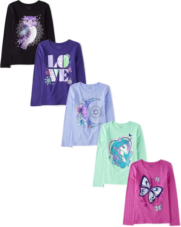 The Children's Place Girls' Dino Long Sleeve Graphic T-Shirts