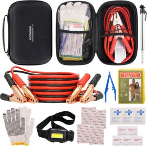 Valentines Day Gifts for Him, Roadside Assistance Emergency Kit Multipurpose Bag with Battery Jumper Cable Automotive Kit for Car, Vehicle, Truck or SUV for Men or Women, Valentines Day Gifts, Black