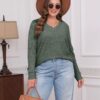 SAMPEEL V Neck Long Sleeve Shirts for Women Casual Fall Tops Lightweight Tunic Sweaters Fashion Clothes 2025