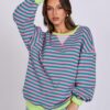 ANRABESS Women Striped Oversized Sweatshirt Long Sleeve Crewneck Shirts 2025 Fall Fashion Pullover Sweater Trendy Clothes