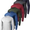 6 Pack Men's Quick Dry Long Sleeve Shirts Moisture Wicking Sun Protection Performance T-Shirt for Casual Workout