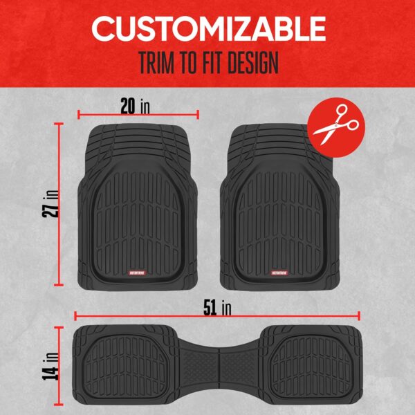 Motor Trend FlexTough Floor Mats for Cars, Deep Dish All-Weather Mats, Waterproof Trim-To Fit Automotive Floor Mats for Cars Trucks SUV, Universal Floor Liner Car Accessories, Black, Full Set