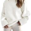 ANRABESS Women's Oversized Crewneck Long Sleeve Fuzzy Knit Casual Chunky Warm 2024 Fall Pullover Sweaters Top Trendy Outfits