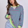 ANRABESS Women Striped Oversized Sweatshirt Long Sleeve Crewneck Shirts 2025 Fall Fashion Pullover Sweater Trendy Clothes