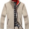 Yeokou Men's Shawl Collar Cardigans Slim Fit Button Cable Knit Black Sweater Pockets