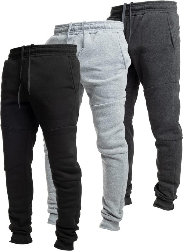 Ultra Performance 3 Pack Fleece Active Tech Joggers for Men, Mens Sweatpants with Zipper Pockets