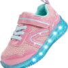 YESKIS Toddler Boys Girls Light Up Shoes LED Flashing Lightweight Mesh Breathable Adorable Running Sneakers for Toddler and Little Kid