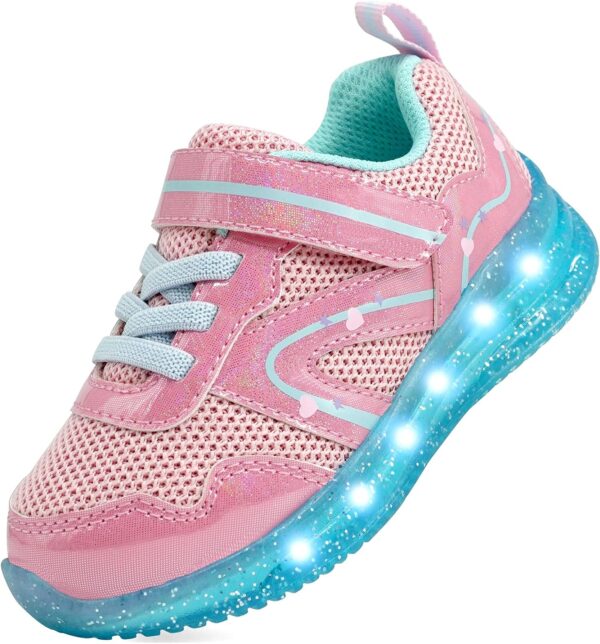 YESKIS Toddler Boys Girls Light Up Shoes LED Flashing Lightweight Mesh Breathable Adorable Running Sneakers for Toddler and Little Kid