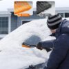 AstroAI 27" Snow Brush and Ice Scrapers for Car Windshield, Detachable Snow Scrapers with Ergonomic Foam Grip for Cars, Trucks, SUVs (Heavy Duty ABS, PVC Brush, Orange)