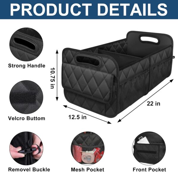 Deosk Car Trunk Organizer for SUV, Car Organizers and Storage with 6 Pocket, Car Accessories for Women/Men 50LWaterproof Polyester Trunk Organizer, Black