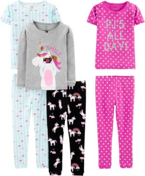 Simple Joys by Carter's Girls' 6-Piece Snug Fit Cotton Pajama Set