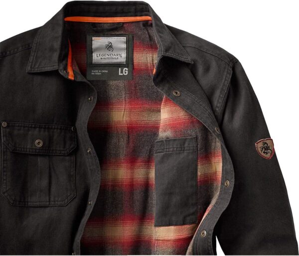 Legendary Whitetails Journeyman Shirt Jacket Flannel Lined Shacket for Men Water-Resistant Coat Rugged Fall Clothing