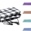 Heated Car Blanket - 12-Volt Electric Blanket for Car, Truck, SUV, or RV - Portable Heated Throw - Camping Essentials by Stalwart (Black Plaid)