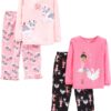 Simple Joys by Carter's Girls' 4-Piece Pajama Set (Cotton Top & Fleece Bottom)