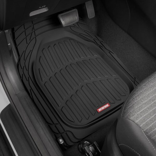 Motor Trend FlexTough Floor Mats for Cars, Deep Dish All-Weather Mats, Waterproof Trim-To Fit Automotive Floor Mats for Cars Trucks SUV, Universal Floor Liner Car Accessories, Black, Full Set