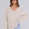 ANRABESS Long Sleeve Shirts for Women V Neck Casual Fall Tops Loose Fit Lightweight Sweaters Tunic Fashion 2024 Clothes