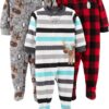 Simple Joys by Carter's Toddlers and Baby Boys' Loose-Fit Flame Resistant Fleece Footed Pajamas, Pack of 3