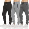 PURE CHAMP Mens 3 Pack Fleece Active Athletic Workout Jogger Sweatpants for Men with Zipper Pocket and Drawstring Size S-3XL