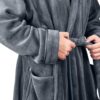 NY Threads Men's Hooded Fleece Bathrobe Plush Long Spa Robe