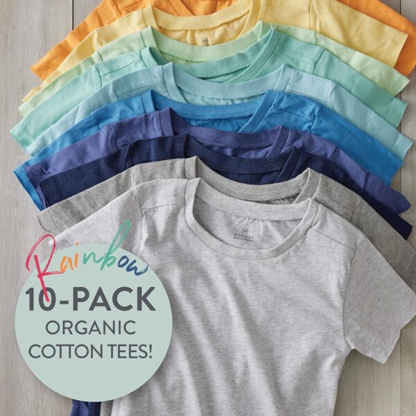 HonestBaby Multipack Short Sleeve T-Shirt Tee 100% Organic Cotton Infant Baby, Toddler, Little Kids Boys, Girls, Unisex