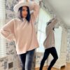 ETCYY Womens Oversized Sweaters Fall 2025 Fashion Clothes Trendy Batwing Sleeve Colorblock Striped Knit Pullover Tops