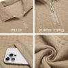 COOFANDY Mens Quarter Zip Pullover Quilted Sweatshirt Knit Long Sleeve Mock Neck Sweater Polo with Pocket