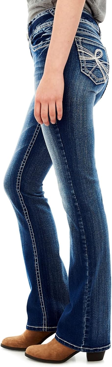 WallFlower Luscious Curvy Bootcut Jeans for Women Mid-Rise Insta Stretch Denim in Petite, Midsize, Plus Size, Juniors Jeans