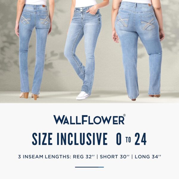 WallFlower Luscious Curvy Bootcut Jeans for Women Mid-Rise Insta Stretch Denim in Petite, Midsize, Plus Size, Juniors Jeans