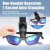 Veharvim One-Handed-Operation Sunglasses Holder for Car, Visor Sunglass Holder Clip, Car Accessories Interior, Universal Fit Silicone Padded Visor Sunglass Holder Car, Unmatched Durability