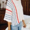 Dokotoo Womens 2025 Spring Casual Color Block Striped Lightweight Comfy Cable Knit Trendy Boho Clothes Pullover Sweaters