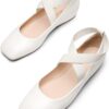 DREAM PAIRS Women's Ballet Flats, Comfortable Slip-On Square Toe Dress Shoes with Elastic Ankle Straps