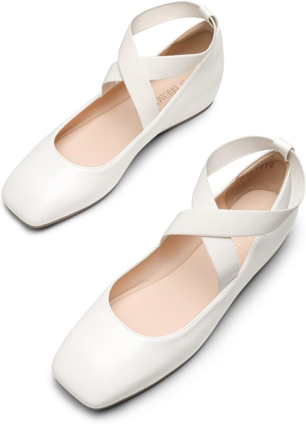 DREAM PAIRS Women's Ballet Flats, Comfortable Slip-On Square Toe Dress Shoes with Elastic Ankle Straps