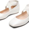 DREAM PAIRS Women's Ballet Flats, Comfortable Slip-On Square Toe Dress Shoes with Elastic Ankle Straps