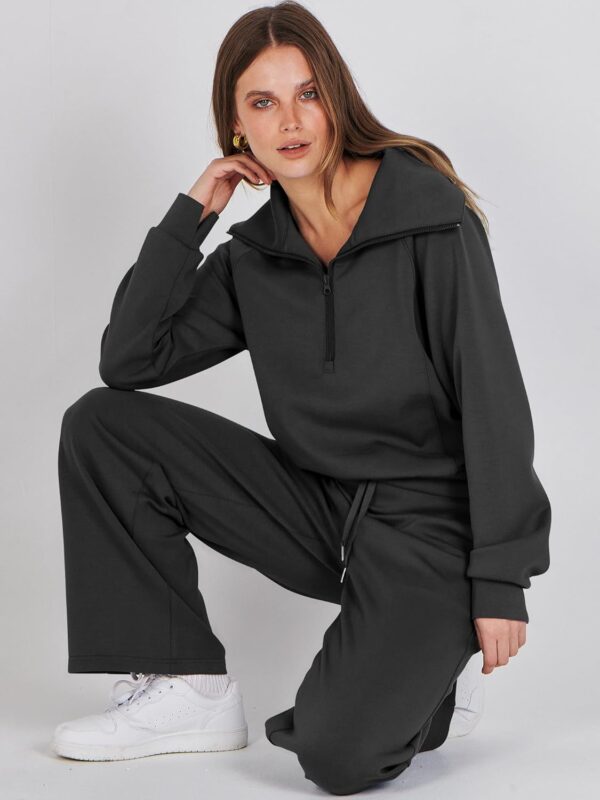 ANRABESS Women 2 Piece Outfits Sweatsuit Oversized Sweatshirt Sweatpants Tracksuit Sweat Lounge Matching Set 2025 Fall Trendy