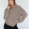 Trendy Queen Sweatshirts Quarter Half Zip Pullover Oversized Hoodies Sweaters Comfy Fall Outfits 2025 Y2K Winter Clothes