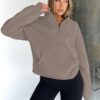 Trendy Queen Sweatshirts Quarter Half Zip Pullover Oversized Hoodies Sweaters Comfy Fall Outfits 2025 Y2K Winter Clothes