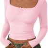 Trendy Queen Womens Going Out Tops Long Sleeve Top Trendy Cute Shirt Y2k Clothing Fall Fashion Clothes 2025