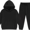 DHSPKN Girls Boys 2 Piece Tracksuit Athletic Sweatsuits Sets Hooded Sweatshirt and Jogger Sweatpants Clothing Sets for Kids