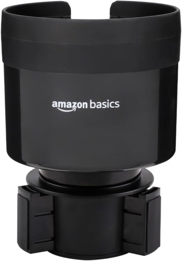 Amazon Basics Car Cup Holder Expander with Adjustable Base, Fits Large Bottles 3.4 to 3.8-Inch Diameter, Securely Holds Yeti, Hydro Flask and More, Black