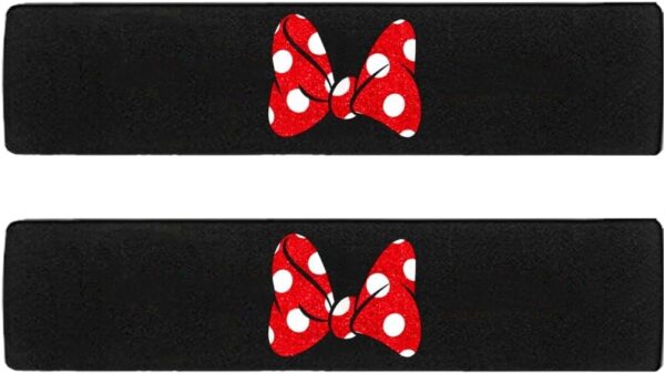 2 Pack Car Seat Belt Pad Cover Compatible with Minnie Mouse, Embroidered Logo Car Seat Belt Pads Safety Belt Strap Luggage Shoulder Pad