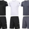 BUYJYA Men's Workout Clothes Athletic Shorts Shirt Set 3 Pack Basketball Football Training Running Gym Christmas gifts